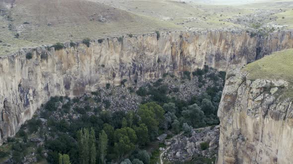 Ihlara Valley Canyon View From Air During Sunrise