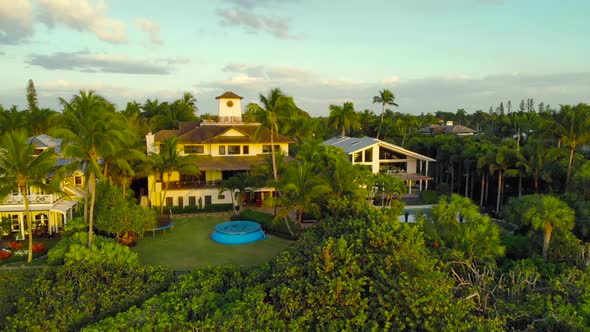 Luxury Houses Near the Ocean, Aerial View.