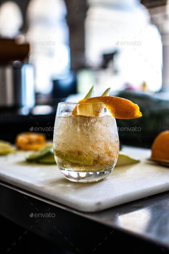 Cocktail With Orange and Ice - Stock Photo - Images