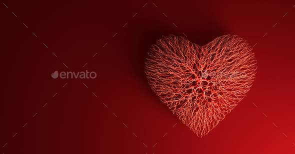 Heart made of veins or red wires connected. Valentine\'s day and love