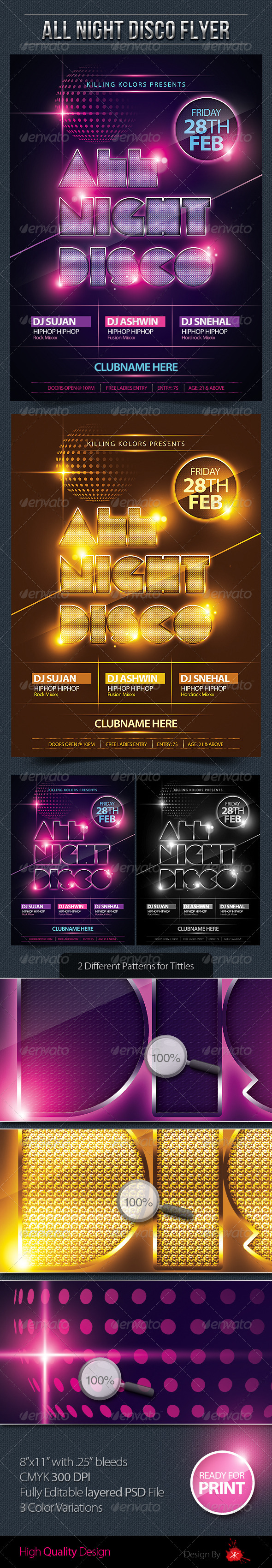 All Night Disco Flyer - Clubs & Parties Events