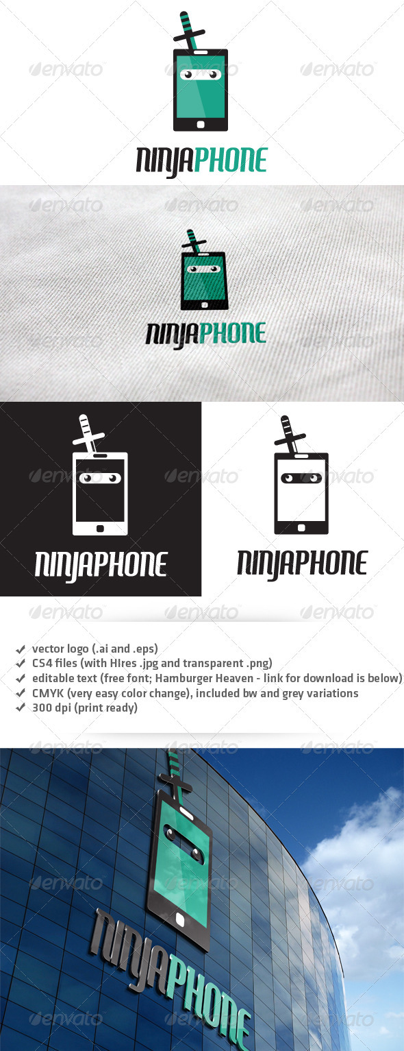 Ninja Phone Logo - Objects Logo Templates