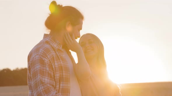 Happy Newlyweds Two Silhouettes of People Caucasian Young Couple Bearded Man and Smiling Woman alt