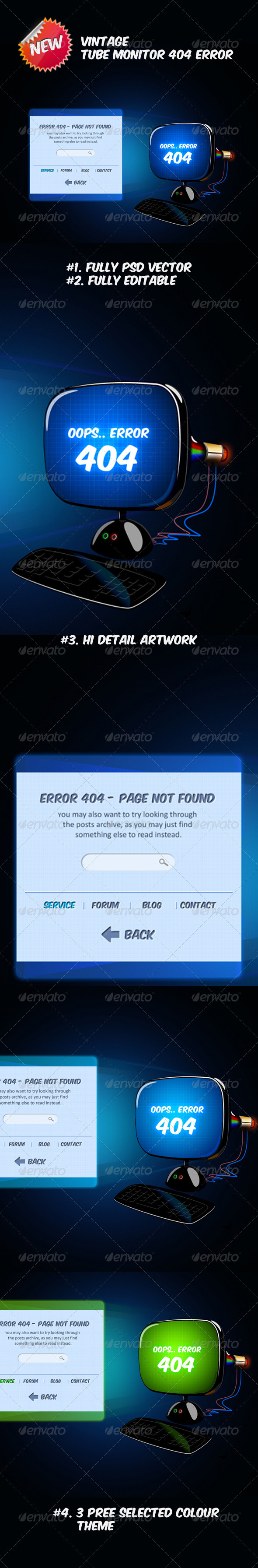Vintage Tube Monitor 404 Error - 404 Pages Web Elements