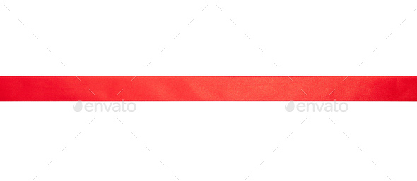 Red satin ribbon wavy isolated cutout on white background Stock Photo by  rawf8