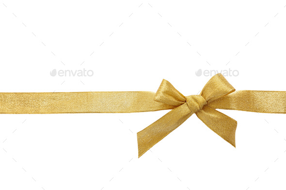 Gold satin ribbon isolated cutout on white background Stock Photo by rawf8