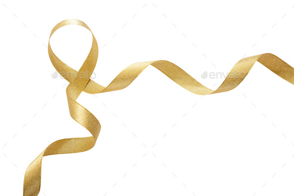 Gold satin ribbon isolated cutout on white background Stock Photo by rawf8