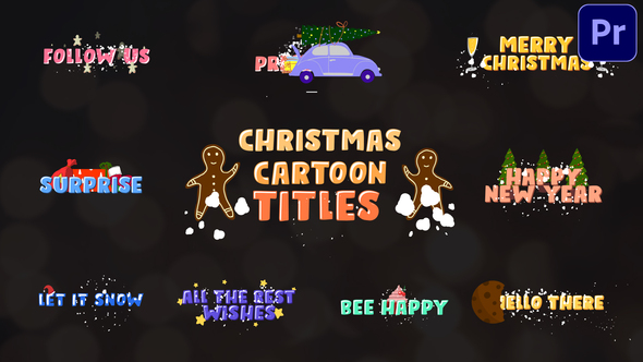 Christmas Cartoon Titles | Premiere Pro MOGRT