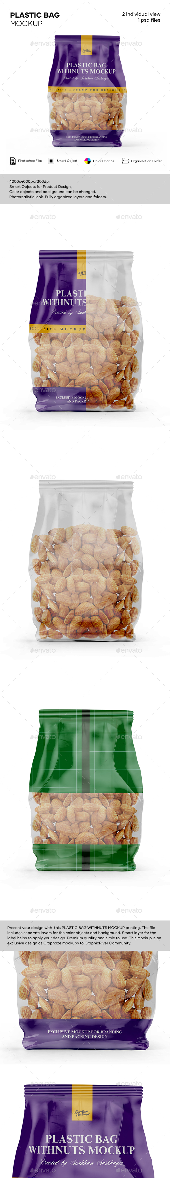 Download Clear Bag With Almonds Mockup By Graphaze Graphicriver