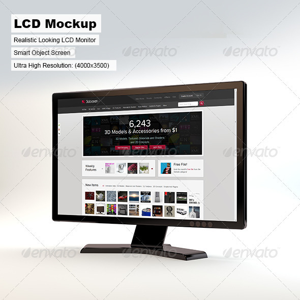 LCD Monitor Mockup - Monitors Displays