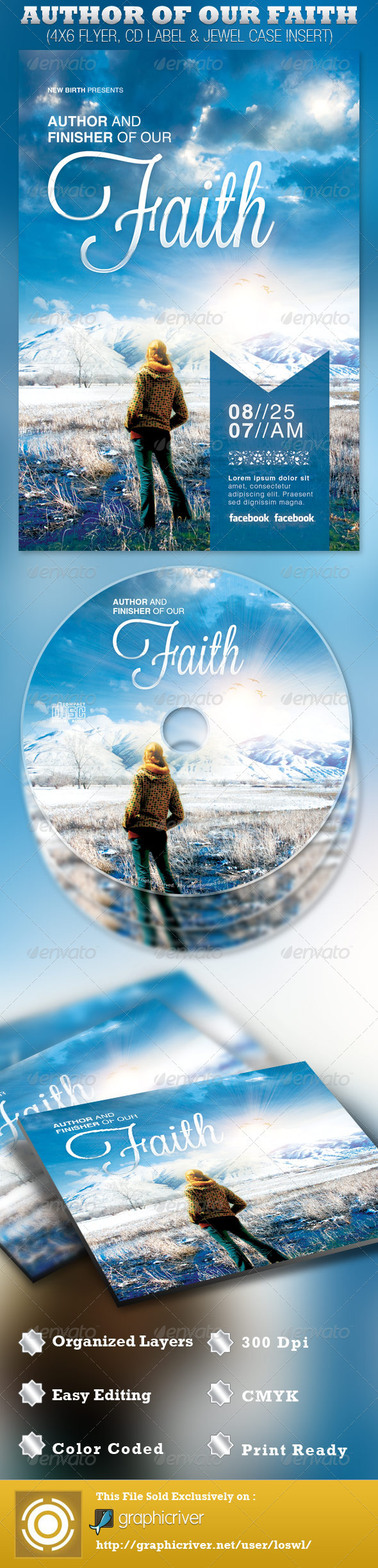 Author of Our Faith Church Flyer and CD Template - Church Flyers