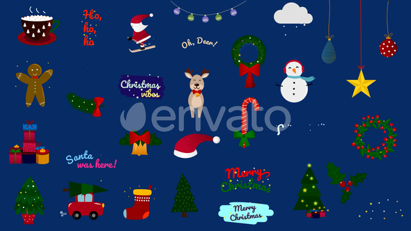 animated christmas stickers - VideoHive 29651990
