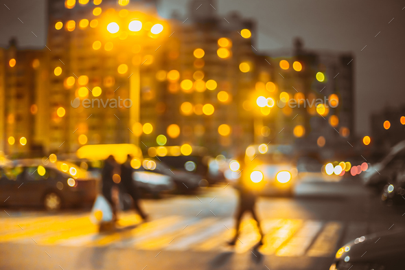 Defocused Blue Boke Bokeh Urban City Background Effect. Design Backdrop In  Trend 2021 Colors Yellow Stock Photo by Grigory_bruev