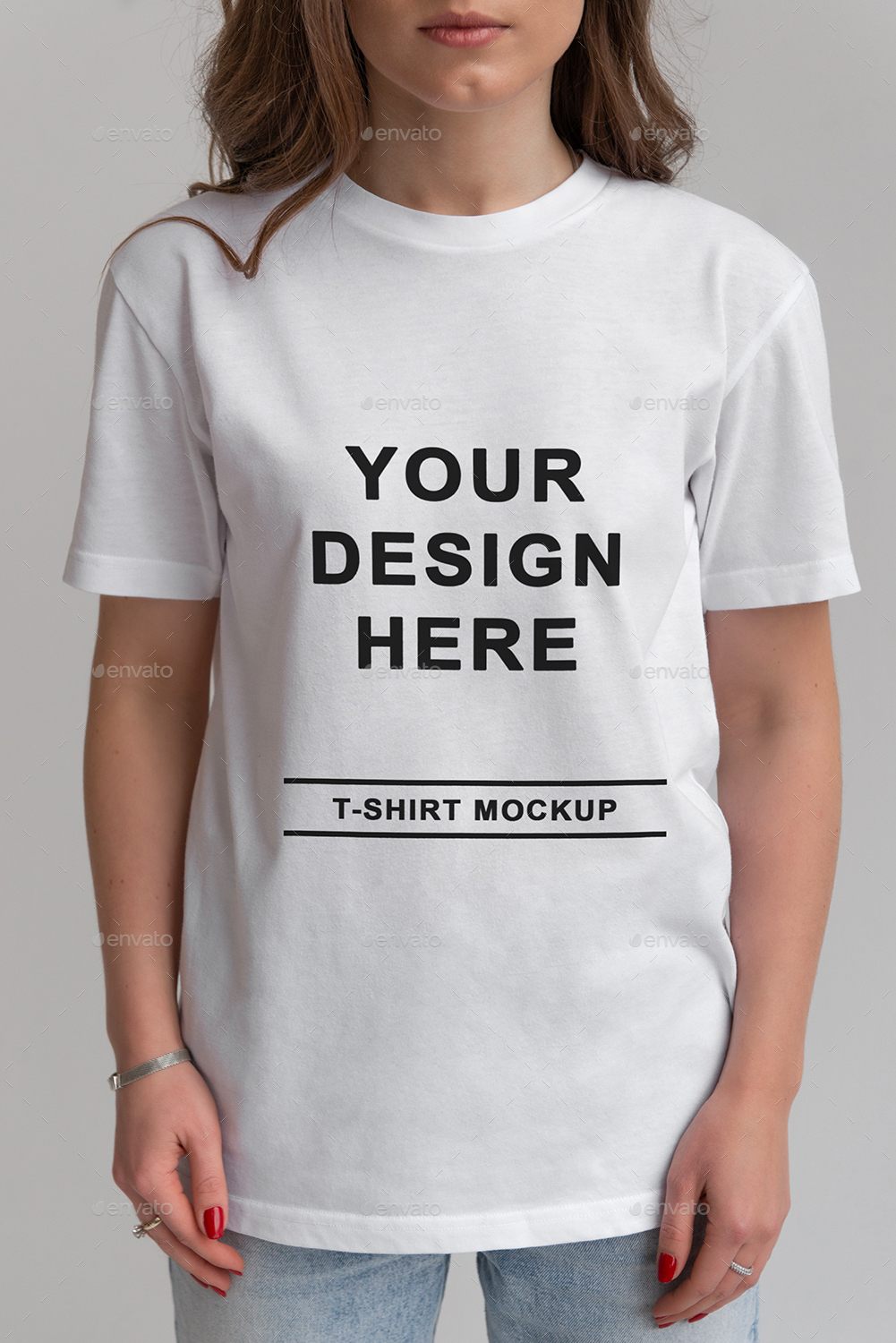 Female Wearing White T-shirt Mockup Graphic by Illustrately · Creative  Fabrica