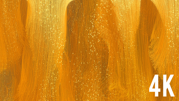 Golden Glitter String Particles Background 4K