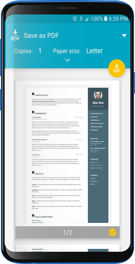 resume and cover letter app for android