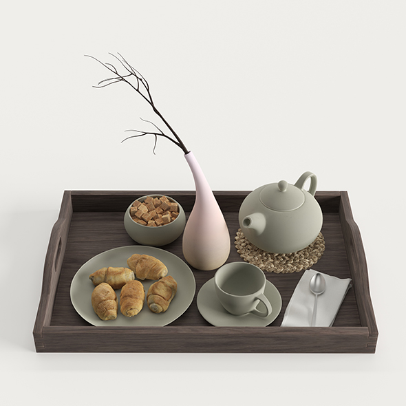 Wooden tray with - 3Docean 29727826