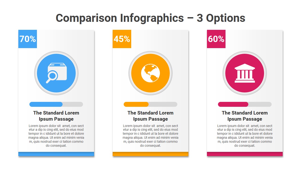 Mẫu biểu đồ so sánh PowerPoint với 3 lựa chọn mang đến cho bạn một cách tiếp cận mới trong thiết kế biểu đồ. Với những layout hiện đại và tùy chọn màu sắc đa dạng, bạn có thể tạo ra những biểu đồ so sánh sinh động và thu hút sự chú ý của khán giả.