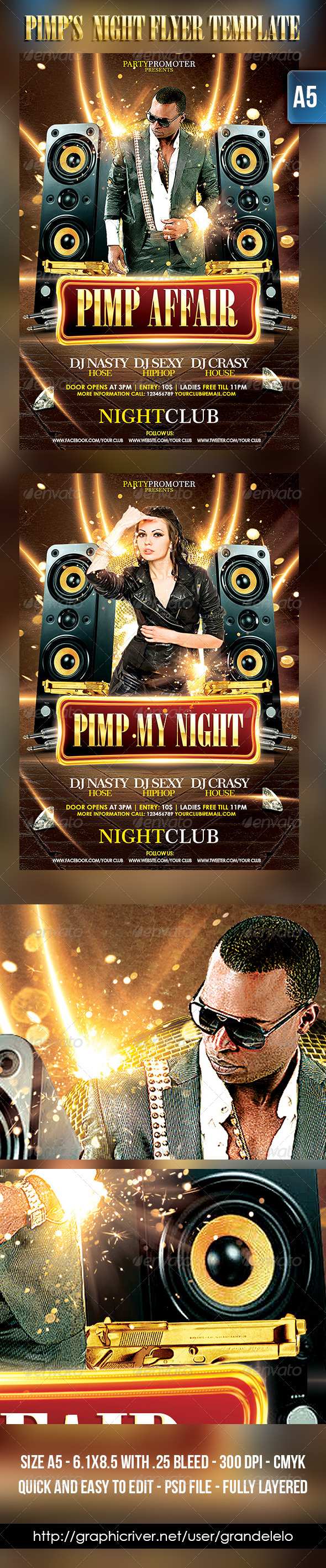 PIMP's Party Flyer Template - Clubs & Parties Events