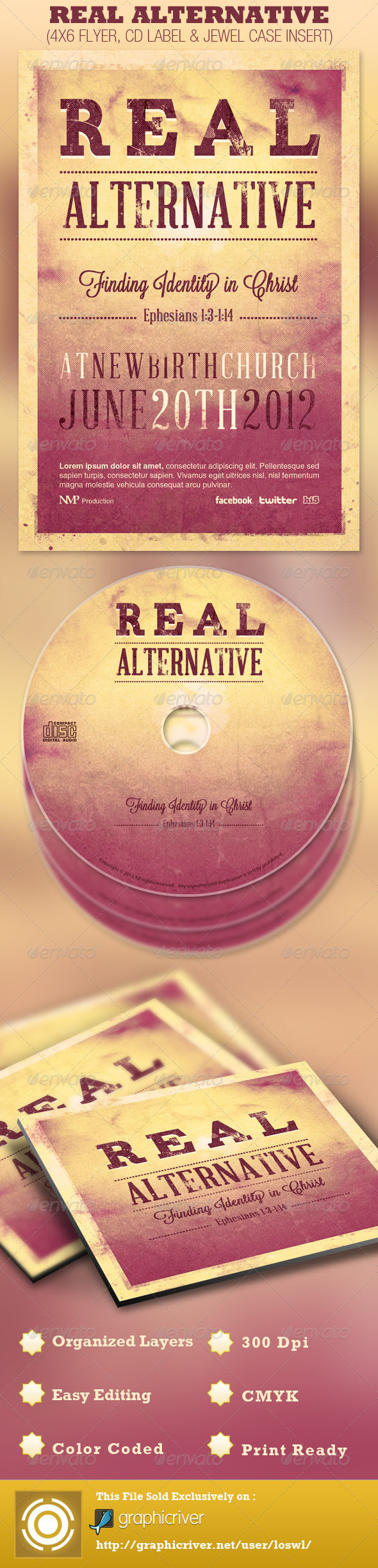 Real Alternative Flyer and CD Template - Church Flyers