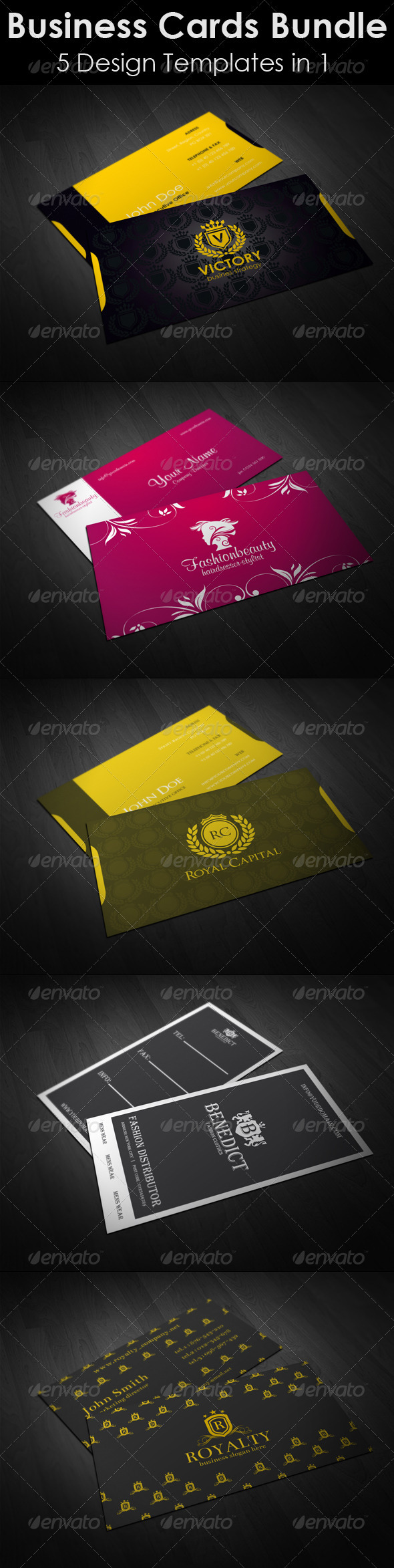 Business-Cards-Bundle. 5 in 1 - Business Cards Print Templates