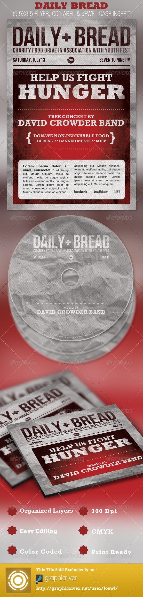 Daily Bread Church Flyer and CD Template - Church Flyers