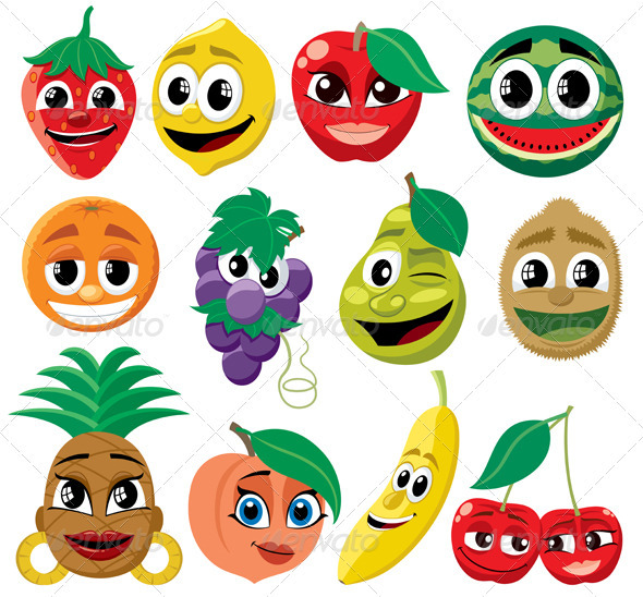 Cartoon Fruits - Food Objects
