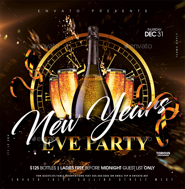 New Year Eve Party Flyer Template, Print Templates | GraphicRiver