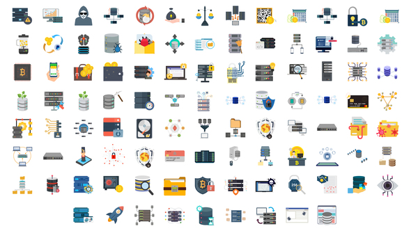 100 Cyber Security & Database Icons