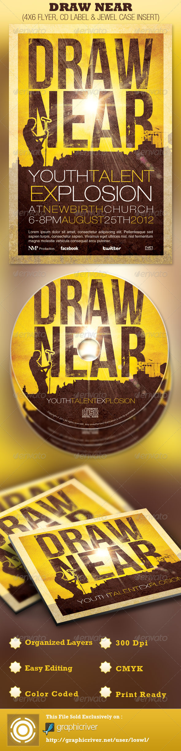 Draw Near Church Event Flyer and CD Template - Church Flyers
