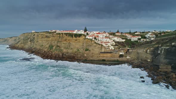 Aerial of Coastal Town Azenhas Do Mar in Portugal alt
