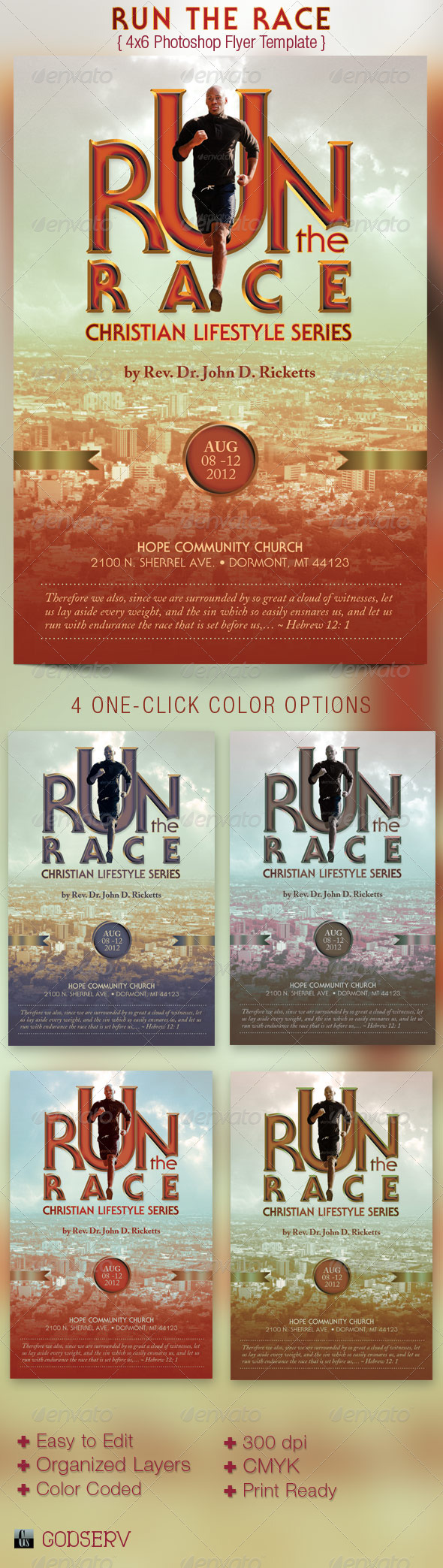Run Race Church Flyer Template - Church Flyers