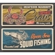 Fresh Crabs and Sea Squid Vector Retro Banners, Vectors