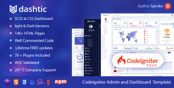 Dashtic - CodeIgniter Admin & Dashboard Template