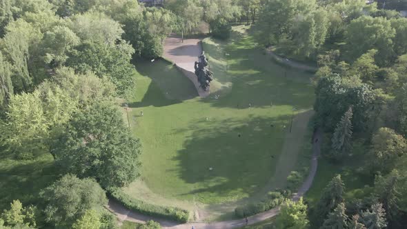 Babi Yar. The Place of the Murder of Jews During the Second World War. Aerial, Slow Motion, Gray alt