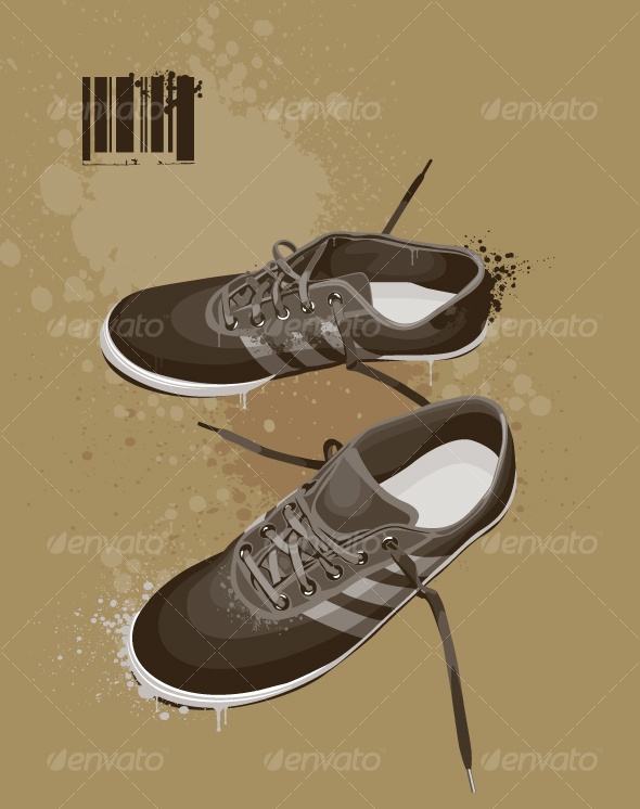 Boots on dirty grunge background - Man-made Objects Objects