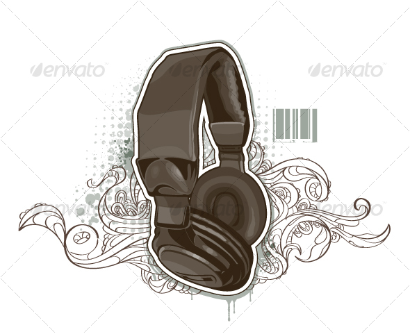 Headphones on bizarre background - Media Technology
