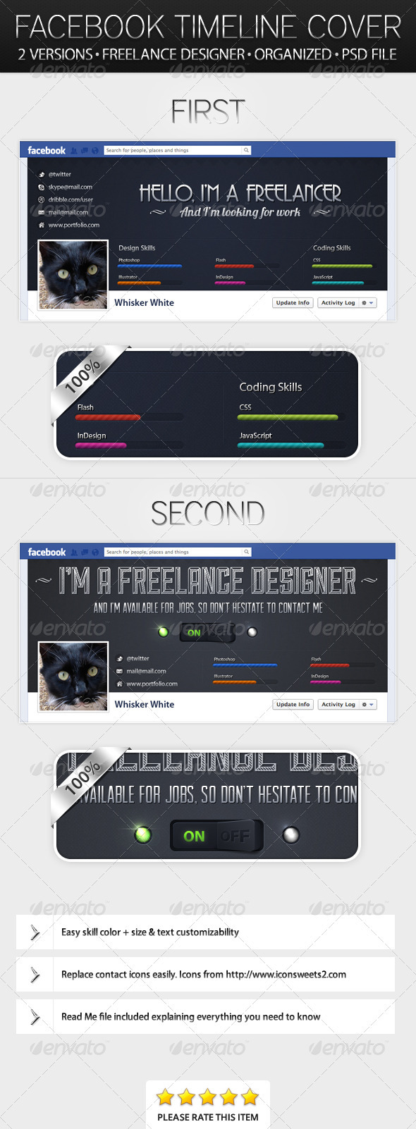 Two Freelance Designer Timeline Covers - Facebook Timeline Covers Social Media
