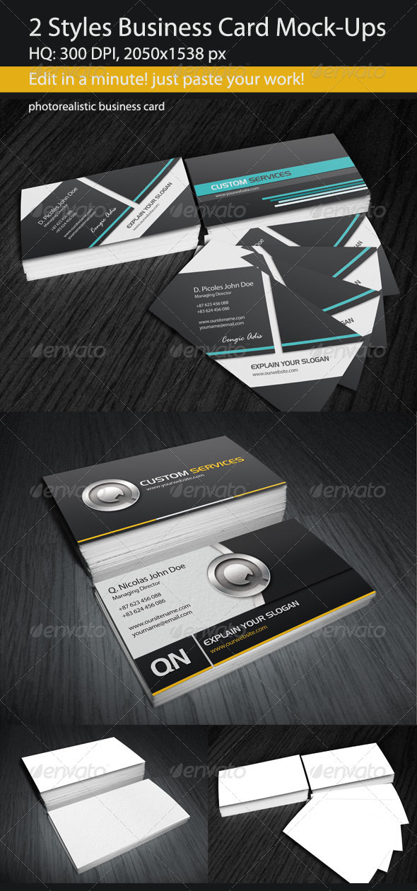 2 Styles Business Card Mock-Ups - Business Cards Print