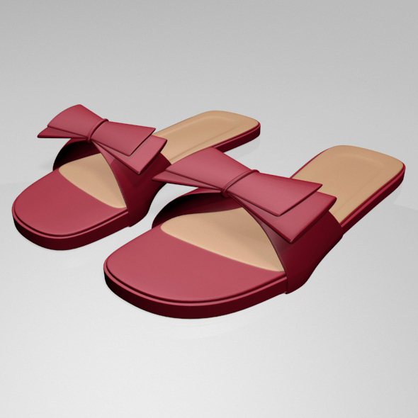 Double-Bow Slide Sandals - 3Docean 29808924