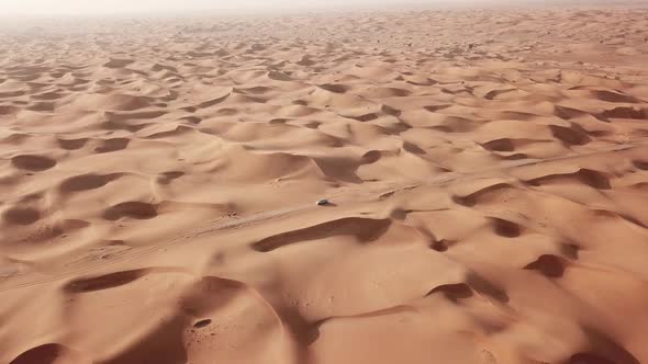 4K Aerial view dunes in the desert of Abu dhabi. United Arab Emirates in the winter