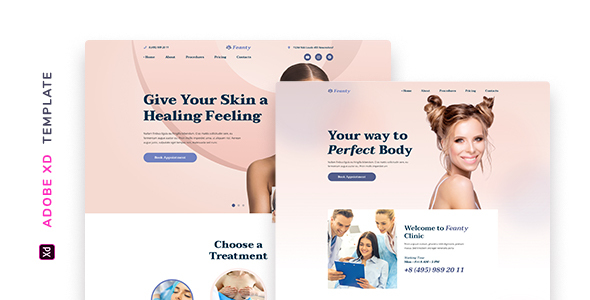 Feanty – Beauty Clinic Template for Adobe XD