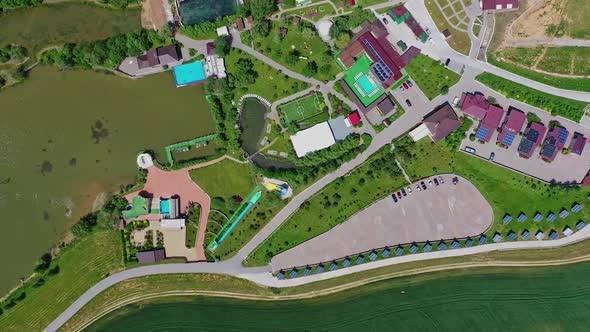 Resort complex for leisure activity. Modern recreation center with health attractions alt