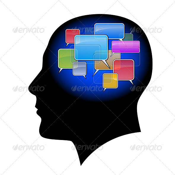 The man in the head with sms - Concepts Business