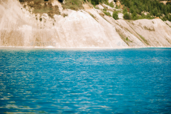 Volkovysk chalk pits or Belarusian Maldives beautiful saturated blue lakes. Famous chalk quarries - Stock Photo - Images