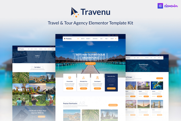 Travenu –  Travel & Tour Agency Elementor Template Kit