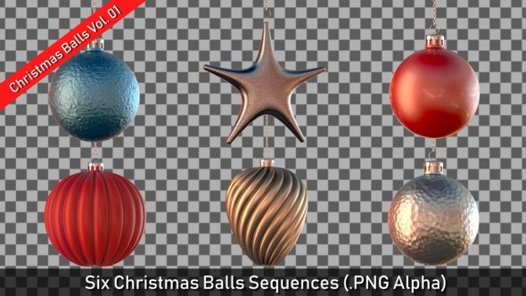 Christmas Balls loop sequences pack with alpha mask Vol.01