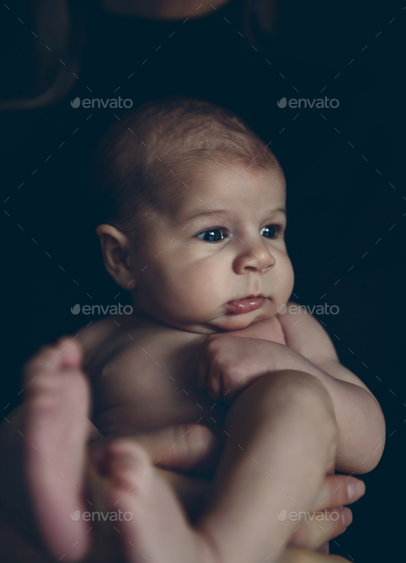 Nude Baby Posing In Her Mother S Arms Stock Photo By Davidpereiras