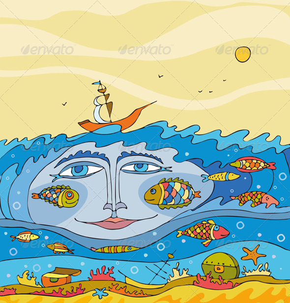 Sea Underwater Fantasy Face - Nature Conceptual