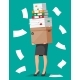Stressed Businesswoman in Pile of Office Documents